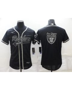 Men's Las Vegas Raiders Black Team Big Logo With Patch Flex Base Stitched Baseball Jersey