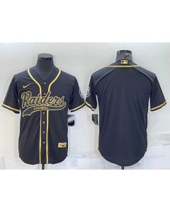 Men's Las Vegas Raiders Blank Black Gold With Patch Cool Base Stitched Baseball Jersey