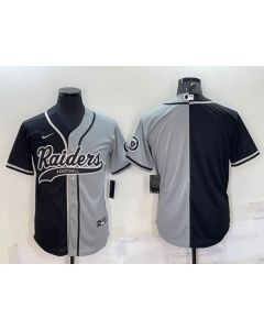 Men's Las Vegas Raiders Blank Black/Grey Split With Patch Cool Base Stitched Baseball Jersey