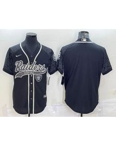 Men's Las Vegas Raiders Blank Black Reflective With Patch Cool Base Stitched Baseball Jersey