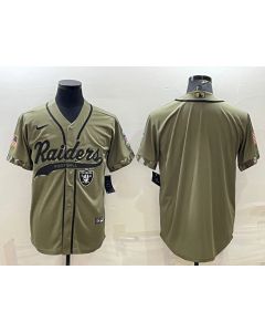 Men's Las Vegas Raiders Blank Olive Salute to Service Cool Base Stitched Baseball Jersey