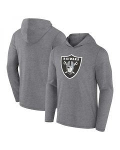 Men's Las Vegas Raiders Heather Gray Primary Logo Long Sleeve Hoodie T-Shirt (Gray)