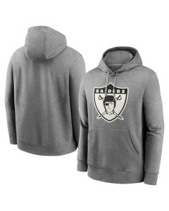 Men's Las Vegas Raiders Heather Gray Primary Logo Long Sleeve Hoodie T-Shirt