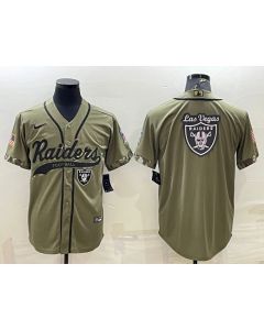 Men's Las Vegas Raiders Olive Salute to Service Team Big Logo Cool Base Stitched Baseball Jersey
