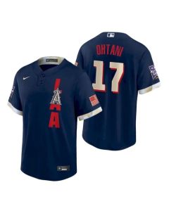 Men's Los Angeles Angels #17 Shohei Ohtani 2021 Navy All-Star Cool Base Stitched MLB Jersey
