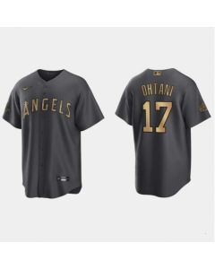 Men's Los Angeles Angels #17 Shohei Ohtani 2022 All-star Charcoal Cool Base Stitched Jersey