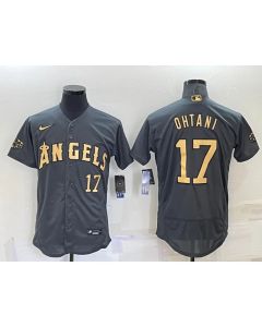 Men's Los Angeles Angels #17 Shohei Ohtani 2022 All-star Charcoal Flex Base Stitched Jersey (Charcoal)
