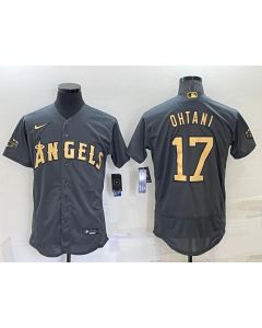 Men's Los Angeles Angels #17 Shohei Ohtani 2022 All-star Charcoal Flex Base Stitched Jersey