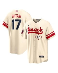Men's Los Angeles Angels #17 Shohei Ohtani 2022 Cream City Connect Cool Base Stitched Jersey (2022)