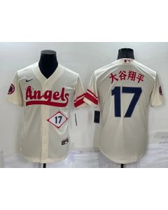 Men's Los Angeles Angels #17 Shohei Ohtani 2022 Cream City Connect Cool Base Stitched Jersey (City Connect)