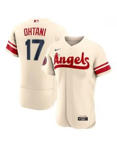Men's Los Angeles Angels #17 Shohei Ohtani 2022 Cream City Connect Flex Base Stitched Jersey