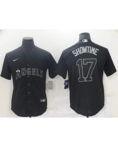 Men's Los Angeles Angels #17 Shohei Ohtani Black Cool Base Stitched Baseball Jersey