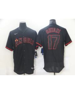 Men's Los Angeles Angels #17 Shohei Ohtani Black Flex Base Stitched Jersey