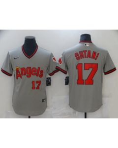 Men's Los Angeles Angels #17 Shohei Ohtani Gray Cool Base Stitched Baseball Jersey