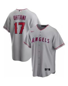 Men's Los Angeles Angels #17 Shohei Ohtani Grey Cool Base Stitched Jersey