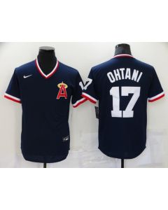 Men's Los Angeles Angels #17 Shohei Ohtani Navy Cool Base Stitched Baseball Jersey
