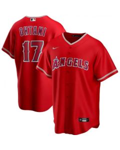 Men's Los Angeles Angels #17 Shohei Ohtani Red Cool Base Stitched Jersey