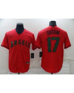 Men's Los Angeles Angels #17 Shohei Ohtani Red Memorial Day Cool Base Stitched Jersey