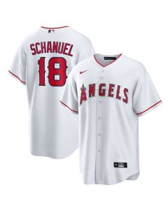 Men's Los Angeles Angels #18 Nolan Schanuel White Home Replica Jersey (White)