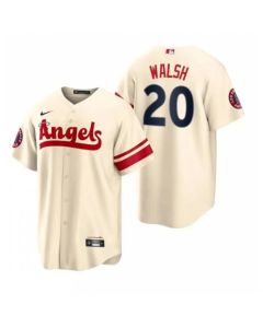 Men's Los Angeles Angels #20 Jared Walsh 2022 Cream City Connect Cool Base Stitched Jersey (Cream)
