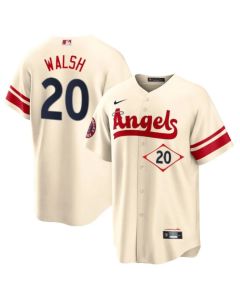Men's Los Angeles Angels #20 Jared Walsh 2022 Cream City Connect Cool Base Stitched Jersey