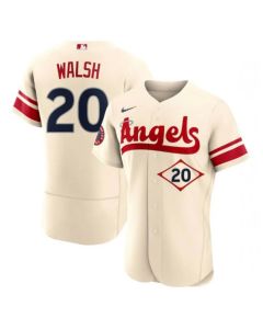 Men's Los Angeles Angels #20 Jared Walsh 2022 Cream City Connect Flex Base Stitched Jersey (Cream)