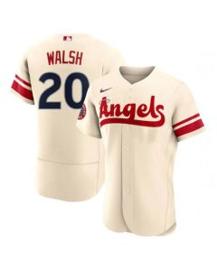 Men's Los Angeles Angels #20 Jared Walsh 2022 Cream City Connect Flex Base Stitched Jersey