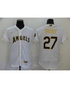 Men's Los Angeles Angels #27 Mike Trout 2020 White Golden Flex Base Stitched MLB Jersey