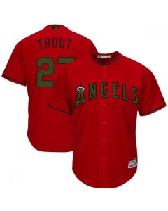 Men's Los Angeles Angels #27 Mike Trout Red 2018 Memorial Day Cool Base Stitched MLB Jersey