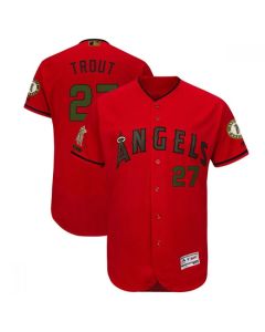 Men's Los Angeles Angels #27 Mike Trout Red 2018 Memorial Day Flexbase Stitched MLB Jersey