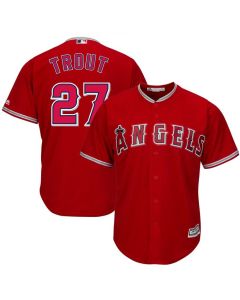 Men's Los Angeles Angels #27 Mike Trout Red Cool Base Stitched MLB Jersey