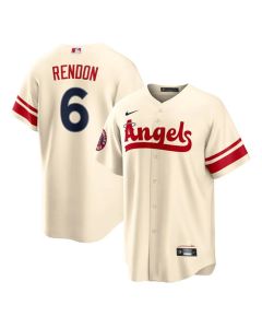 Men's Los Angeles Angels #6 Anthony Rendon 2022 Cream City Connect Cool Base Stitched Jersey (Cream)
