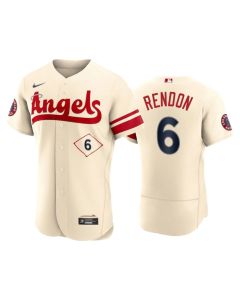 Men's Los Angeles Angels #6 Anthony Rendon 2022 Cream City Connect Flex Base Stitched Jersey (Cream)