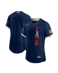 Men's Los Angeles Angels Blank 2021 Navy All-Star Flex Base Stitched MLB Jersey