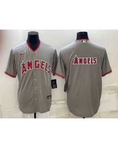 Men's Los Angeles Angels Gray Team Big Logo Cool Base Stitched Jersey