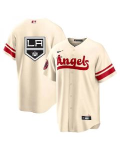 Men's Los Angeles Angels & Kings Cream Cool Base Stitched Jersey