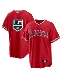 Men's Los Angeles Angels & Kings Red Cool Base Stitched Jersey