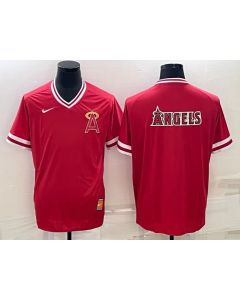 Men's Los Angeles Angels Red Team Big Logo Cool Base Stitched Jersey (Red)