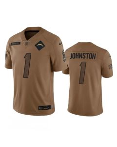 Men's Los Angeles Chargers #1 Quentin Johnston 2023 Brown Salute To Service Limited Stitched Jersey