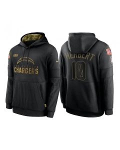 Men's Los Angeles Chargers #10 Justin Herbert 2020 Black Salute to Service Sideline Performance Pullover Hoodie