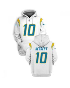 Men's Los Angeles Chargers #10 Justin Herbert 2021 White Pullover Hoodie