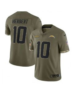 Men's Los Angeles Chargers #10 Justin Herbert Olive 2022 Salute To Service Limited Stitched Jersey