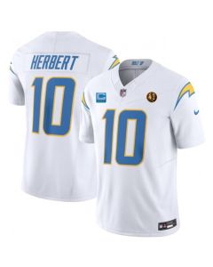 Men's Los Angeles Chargers #10 Justin Herbert White 2023 F.U.S.E. With 3-star C Patch And John Madden Patch Vapor Limited Stitched Football Jersey