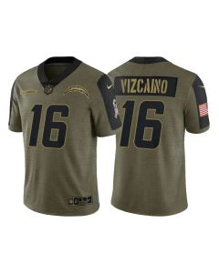 Men's Los Angeles Chargers #16 Tristan Vizcaino 2021 Olive Salute To Service Limited Stitched Jersey