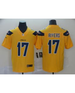 Men's Los Angeles Chargers #17 Philip Rivers 2019 Gold Inverted Legend Stitched NFL Jersey