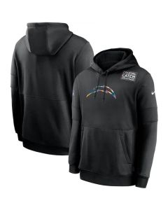 Men's Los Angeles Chargers 2020 Black Crucial Catch Sideline Performance Pullover Hoodie
