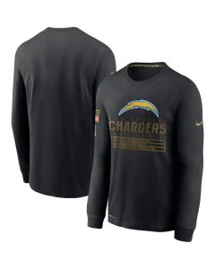 Men's Los Angeles Chargers 2020 Black Salute to Service Sideline Performance Long Sleeve T-Shirt