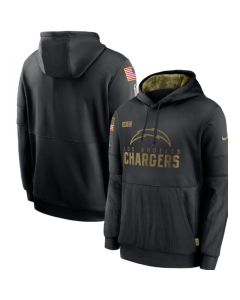 Men's Los Angeles Chargers 2020 Black Salute to Service Sideline Performance Pullover Hoodie