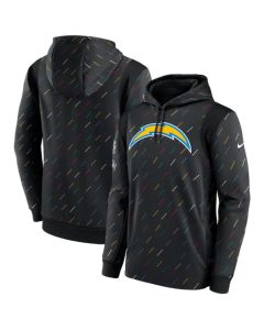 Men's Los Angeles Chargers 2021 Charcoal Crucial Catch Therma Pullover Hoodie