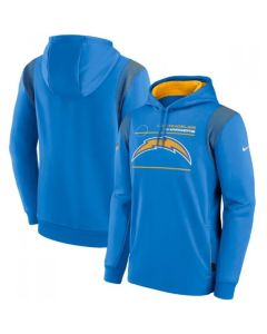 Men's Los Angeles Chargers 2021 Powder Blue Sideline Logo Performance Pullover Hoodie